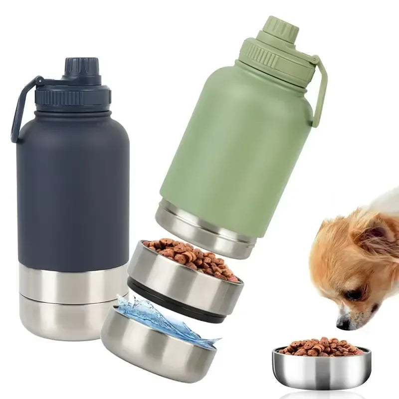 32oz Portable Pet Water & Food Bottle - Travel Container for Dogs & Cats