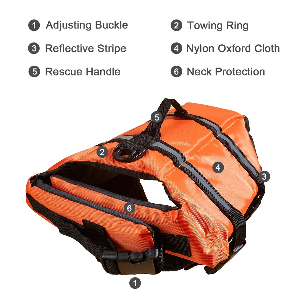 Reflective Dog Life Jacket – Adjustable Safety Vest for Swimming & Boating