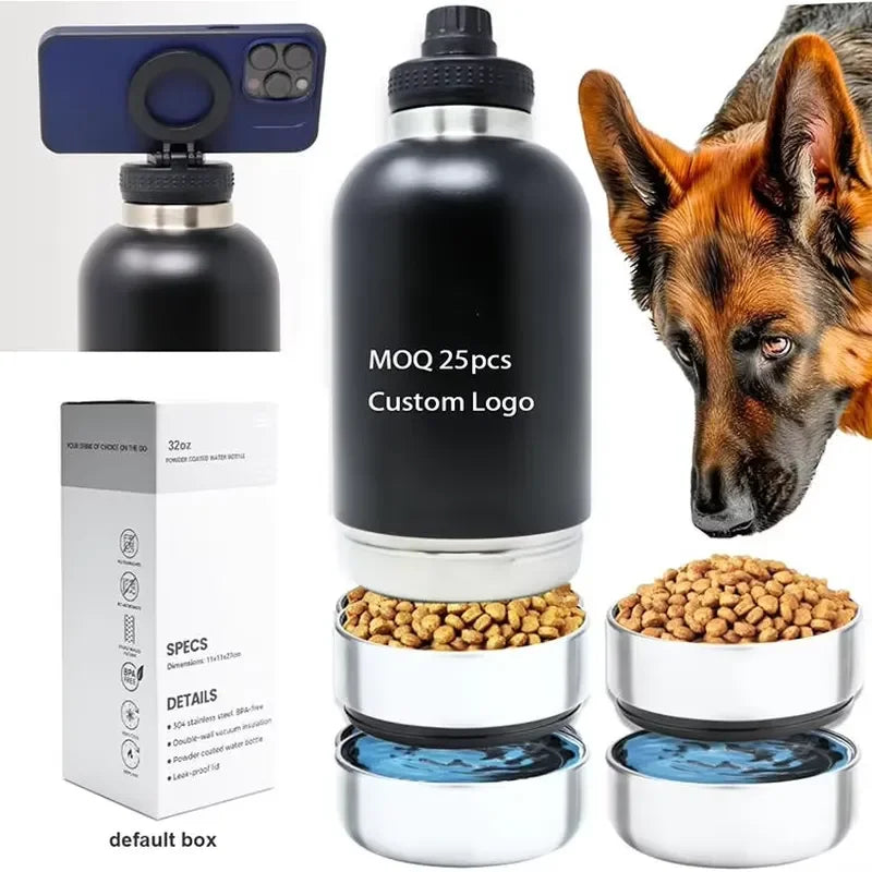 32oz Portable Pet Water & Food Bottle - Travel Container for Dogs & Cats